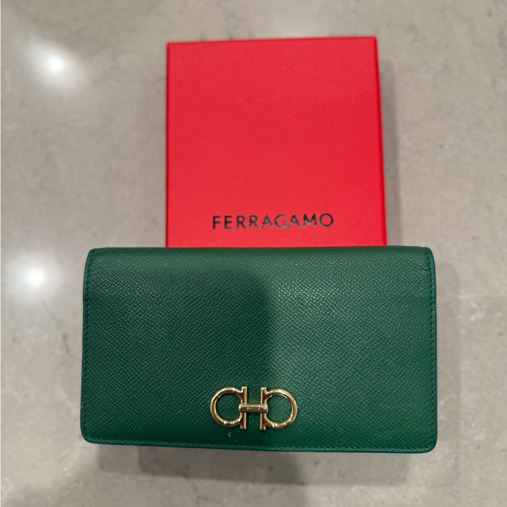 Salvatore Ferragamo Green Leather Wallet